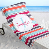 Lofaris Personalized Colorful Stripes And Name Beach Towel